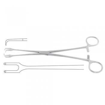 Schroeder Tenaculum Forcep Straight - 2 x 2 Teeth Stainless Steel, 25 cm - 9 3/4"